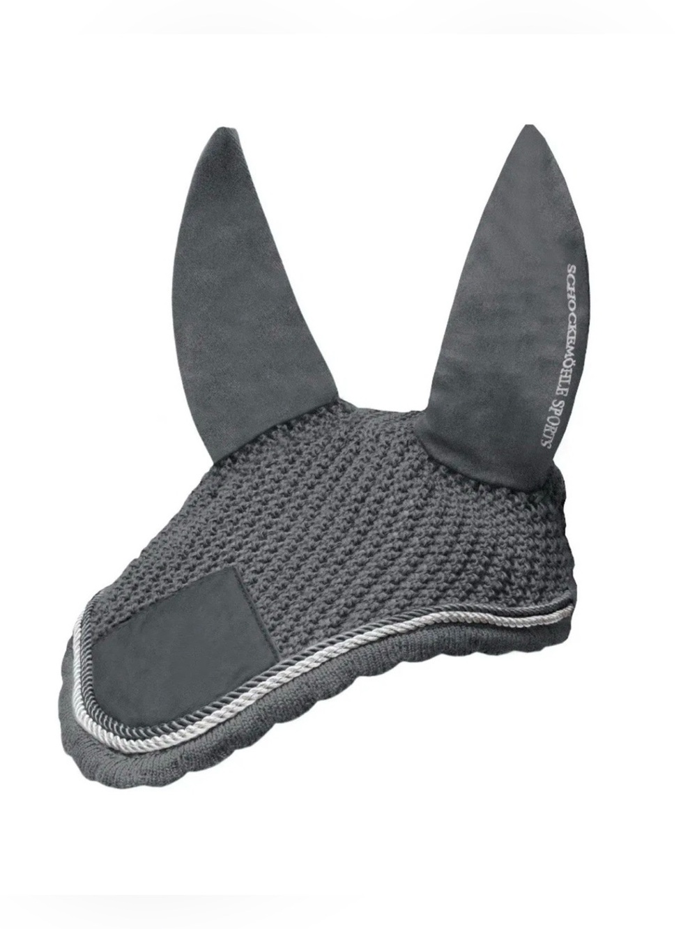 Schockemohle Fly Hood Neo Star Graphite Gray Full Size Ear Bonnet Crochet